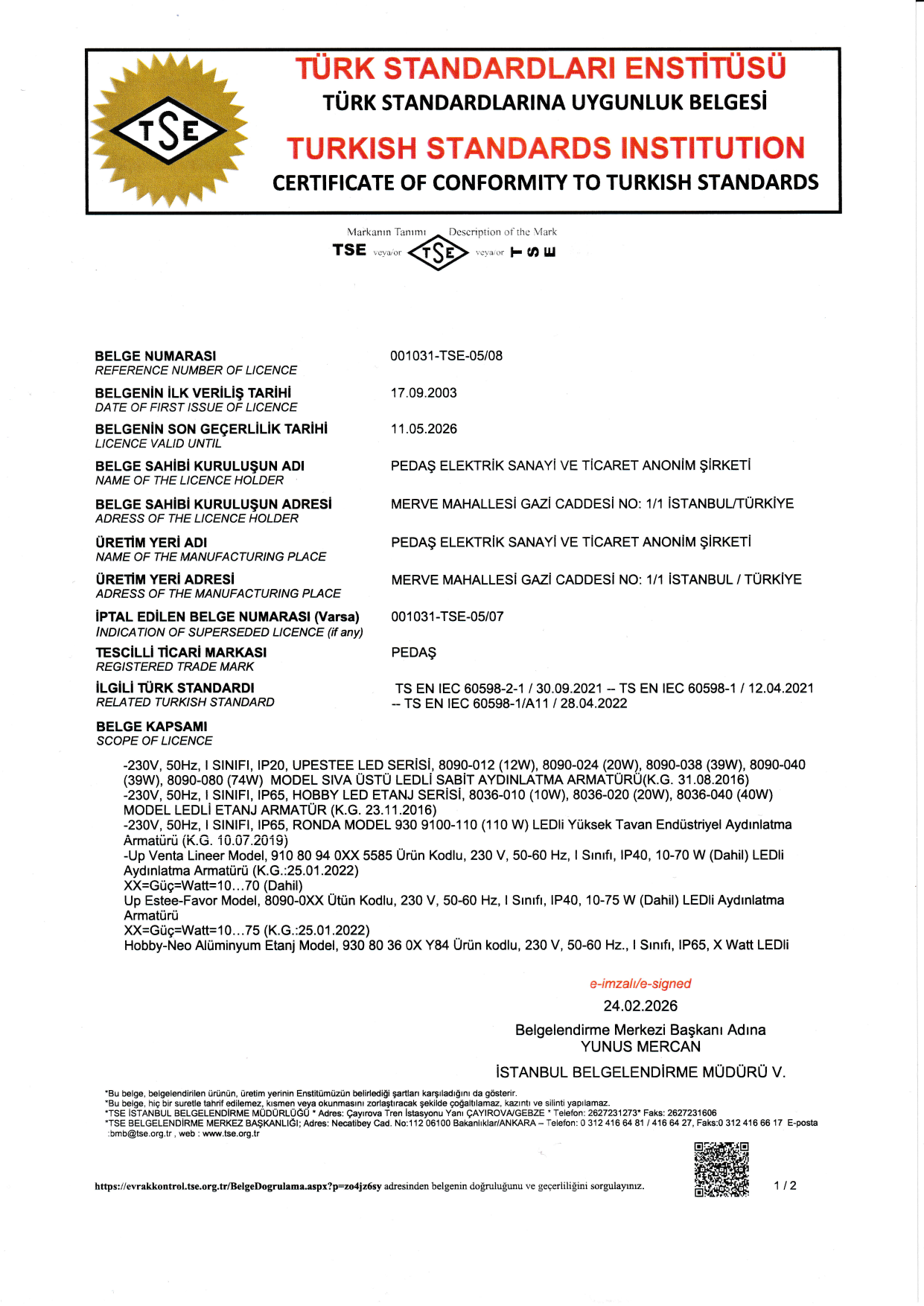 TS EN IEC 60598-2-1