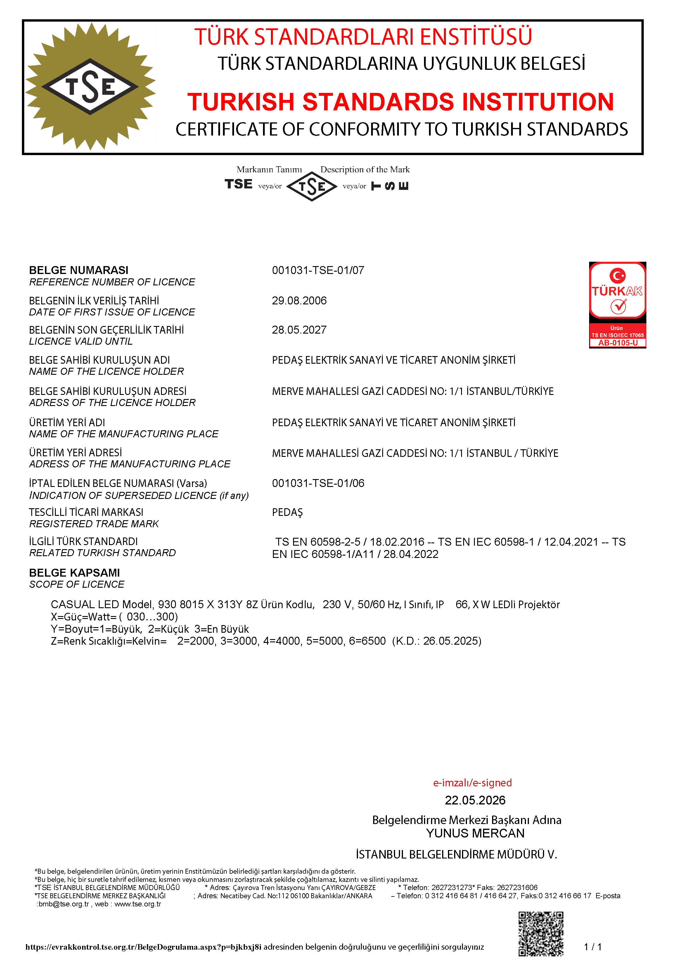 TS EN 60598-2-5
